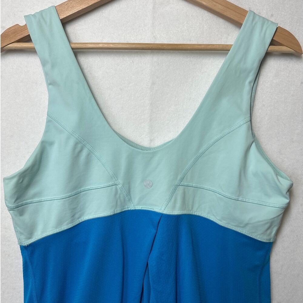 Lululemon Run Tame Me Tank Top Sz 12 Blue Teal Cinch Waist Babydoll Yoga Gym - Picture 5 of 10